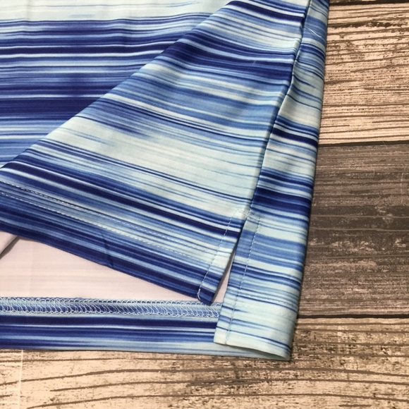 Hickey Freeman Golf Polo Shirt Men’s L Blue Stripe Short Sleeve Performance - Picture 6 of 9